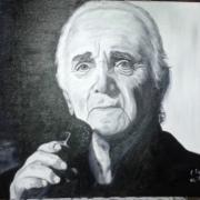 portrait aznavour huile