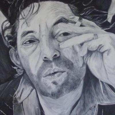portrait serge Gainsbourg huile